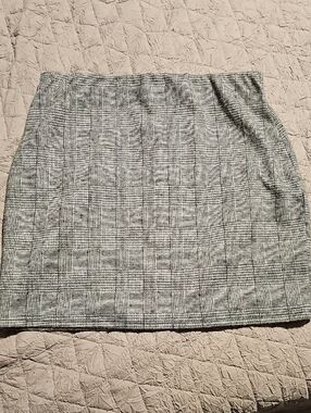 Papaya Gray Plaid Mini Skirt